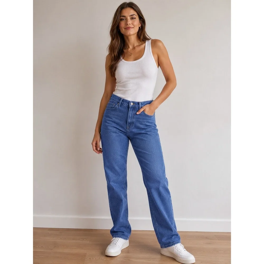Boden Women's 10L Girlfriend Jeans Blue‎ High Rise Denim Loose Fit Medium Wash